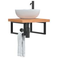 Badkamer wandschap staal en massief beukenhout