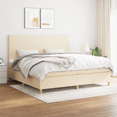 Boxspring met matras stof crèmekleurig 200x200 cm
