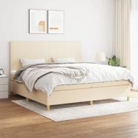 Boxspring met matras stof crèmekleurig 200x200 cm