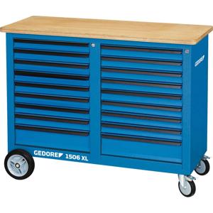 Gedore 2528096 1506 XL 2810 - werkbank op wielen, 1,25 m breed, met 18 laden (b x h x d) 1250 x 985 x 550 mm