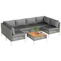 Lounge Meubels Outdoor Rattan Tuinlounge met Tafel en Kussens Vrij Combineerbaar Tuinmeubelset
