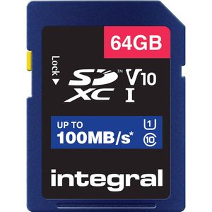 Integral 64GB HIGH SPEED SDHC/XC V10 100MB CLASS 10 UHS-I U1 SD