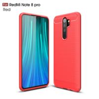 Voor Xiaomi Redmi Note 8 Pro geborsteld textuur koolstofvezel TPU case (rood)