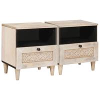 Nachtkastje 2 pcs Beige 40 x 33 x 46 cm Massief acaciahout