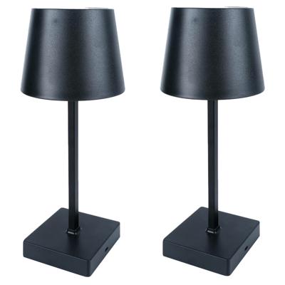 Benson LED tafellamp oplaadbaar - 2x - zwart - aanraaksensor - aluminium - 26 cm