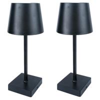 Benson LED tafellamp oplaadbaar - 2x - zwart - aanraaksensor - aluminium - 26 cm Benson LED tafellamp oplaadbaar - 2x - zwart - aanraaksensor - aluminium - 26 cm