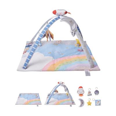 VEVOR Speelmat 89x89x48cm, Activiteitenmat met 6 Sensorische Speeltjes, Lichtgevende Muzikale Raket, voor Kinderen van 0-18 Maanden, voor de Ontwikkeling van Sensorische en Motorische Vaardigheden