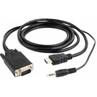 Gembird A-HDMI-VGA-03-10 video kabel adapter 3 m HDMI + 3.5mm VGA (D-Sub) Zwart - thumbnail