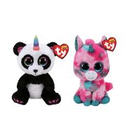 Ty - Knuffel - Beanie Boo's - Gumball Unicorn & Paris Panda