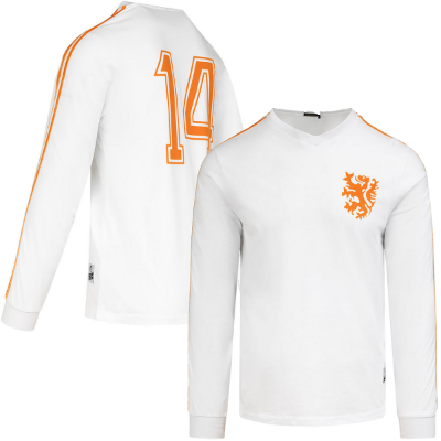 Cruyff - Holland Retro Uitshirt WK 1974 + Nummer 14 (Lange Mouwen)