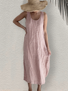 Cotton And Linen Casual Loose Dress