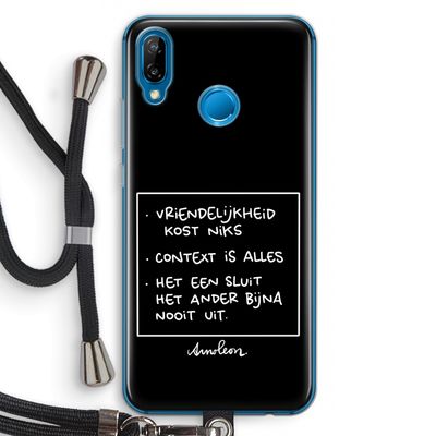 Mijn Motto's: Huawei P20 Lite Transparant Hoesje met koord