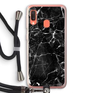 Zwart Marmer 2: Samsung Galaxy A20e Transparant Hoesje met koord