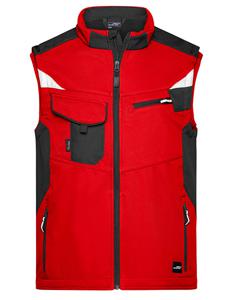 James & Nicholson JN845 Workwear Softshell Vest -STRONG- - Red/Black - 4XL