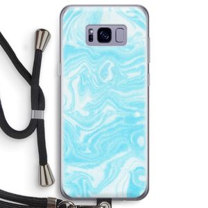 Waterverf blauw: Samsung Galaxy S8 Transparant Hoesje met koord