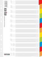 OFFICE products tabbladen, A4, karton, 11-gaatsperforatie, geassorteerde kleuren, 12 tabs