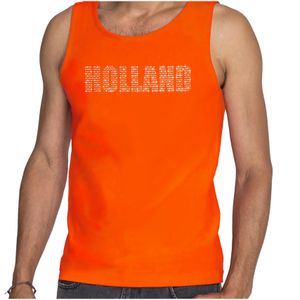 Glitter Holland tanktop oranje rhinestone steentjes voor heren Nederland supporter EK/ WK
