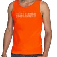 Glitter Holland tanktop oranje rhinestone steentjes voor heren Nederland supporter EK/ WK