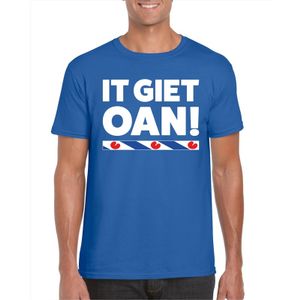 Shirt met Friesetekst It Giet Oan blauw heren 2XL  -