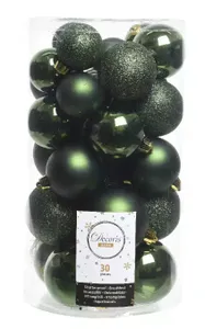 DONKER GROENE KERSTBALLEN MIX | 4 - 5 - 6 CM