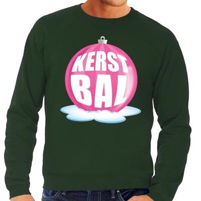 Foute kersttrui kerstbal roze - sweater - groen - voor heren - kerstballen trui Foute kersttrui kerstbal roze - sweater - groen - voor heren - kerstballen trui