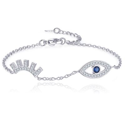 Zilverkleurige dames armband met Evil Eye en Steentjes