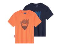 lupilu Peuters jongens functionele shirts, 2 stuks, met katoen (110/116, Donkerblauw/oranje)