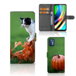 Motorola Moto G9 Plus Telefoonhoesje met Pasjes Kitten