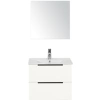 Seville Badmeubelset 60 cm - Wit Hoogglans Edge Greep - Wastafel Enjoy met Spiegel