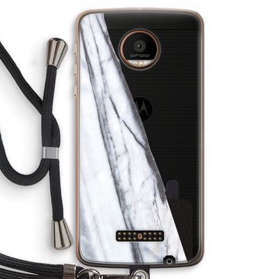 Gestreepte marmer: Motorola Moto Z Force Transparant Hoesje met koord