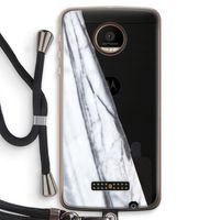 Gestreepte marmer: Motorola Moto Z Force Transparant Hoesje met koord
