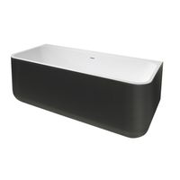 XenZ Half Vrijstaand Bad Guido 160x71x62 cm Solid Surface Zwart