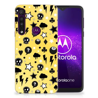Silicone Back Case Motorola One Macro Punk Geel Silicone Back Case Motorola One Macro Punk Geel