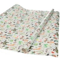 2x Verjaardag kadopapier taupe jungle 300 x 70 cm voor kinderen