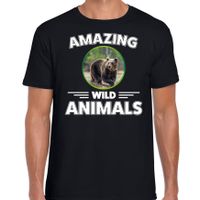 T-shirt beren amazing wild animals / dieren zwart voor heren - thumbnail