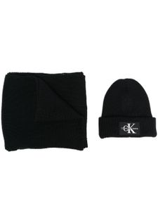 Calvin Klein lot bonnet-écharpe à patch logo - Noir