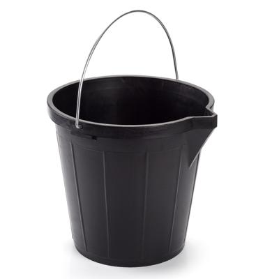 Plasticforte huishoud emmer - zwart - kunststof - 12 liter - 31 cm - met metalen hengsel