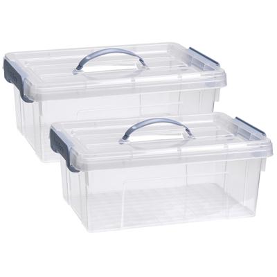Opslagbox AZUL serie - 2x - met deksel - transparant - 12.5 liter - 40 x 30 x 16 cm - kunststof