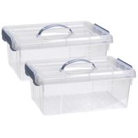 Opslagbox AZUL serie - 2x - met deksel - transparant - 12.5 liter - 40 x 30 x 16 cm - kunststof