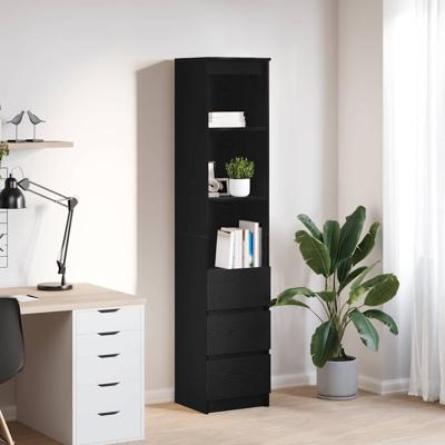 Highboard 37,5x35x180 cm spaanplaat zwart eikenkleurig