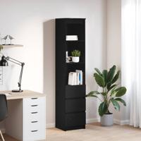 Highboard 37,5x35x180 cm spaanplaat zwart eikenkleurig