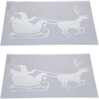 2x Kerst raamsjablonen/raamdecoratie Kerstman slee plaatje 54 cm