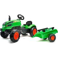 FALK - X-tractor Groene pedaaltractor met kap en trailer inbegrepen