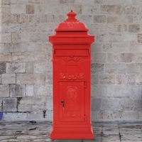 Pilaar brievenbus vintage stijl roestbestendig aluminium rood - thumbnail