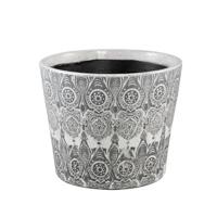 PTMD Beire Black white terracotta pot round deco print