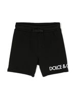 Dolce & Gabbana Kids short de sport en coton à logo imprimé - Noir