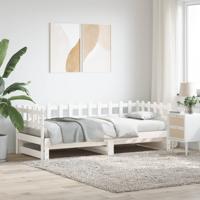Slaapbank uitschuifbaar 2x(80x200) cm massief grenenhout wit - thumbnail