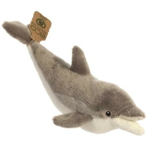 Aurora Eco Nation Pluche knuffeldier dolfijn - grijs - 38 cm - zeedieren thema