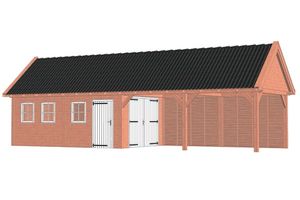Buitenverblijf Zadeldak XL 1217x440 cm - Combinatie 1- Zadeldak- Onbehandeld lariks Douglas hout- Trendhout