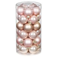 30x stuks kleine glazen kerstballen parel roze 4 cm - Kerstbal - thumbnail